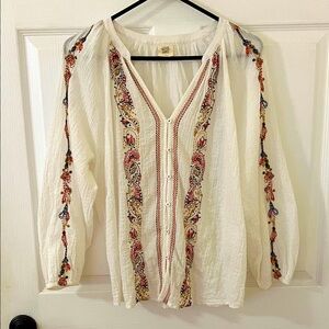 Good Hart Embroidered White Blouse with Colorful Details